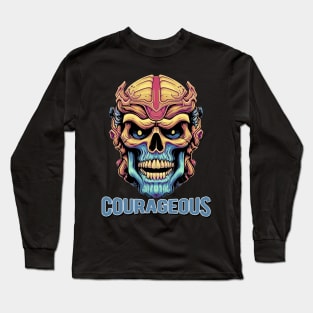 Courageous Superheroe Skull Long Sleeve T-Shirt